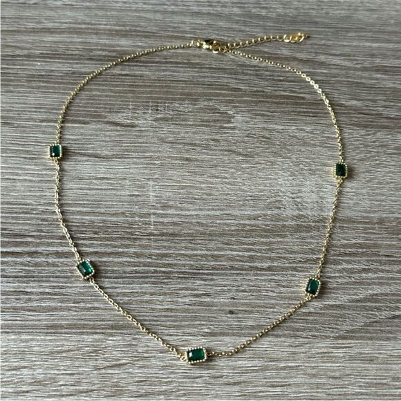 Green stone necklace A1179 - Picture 5 of 8